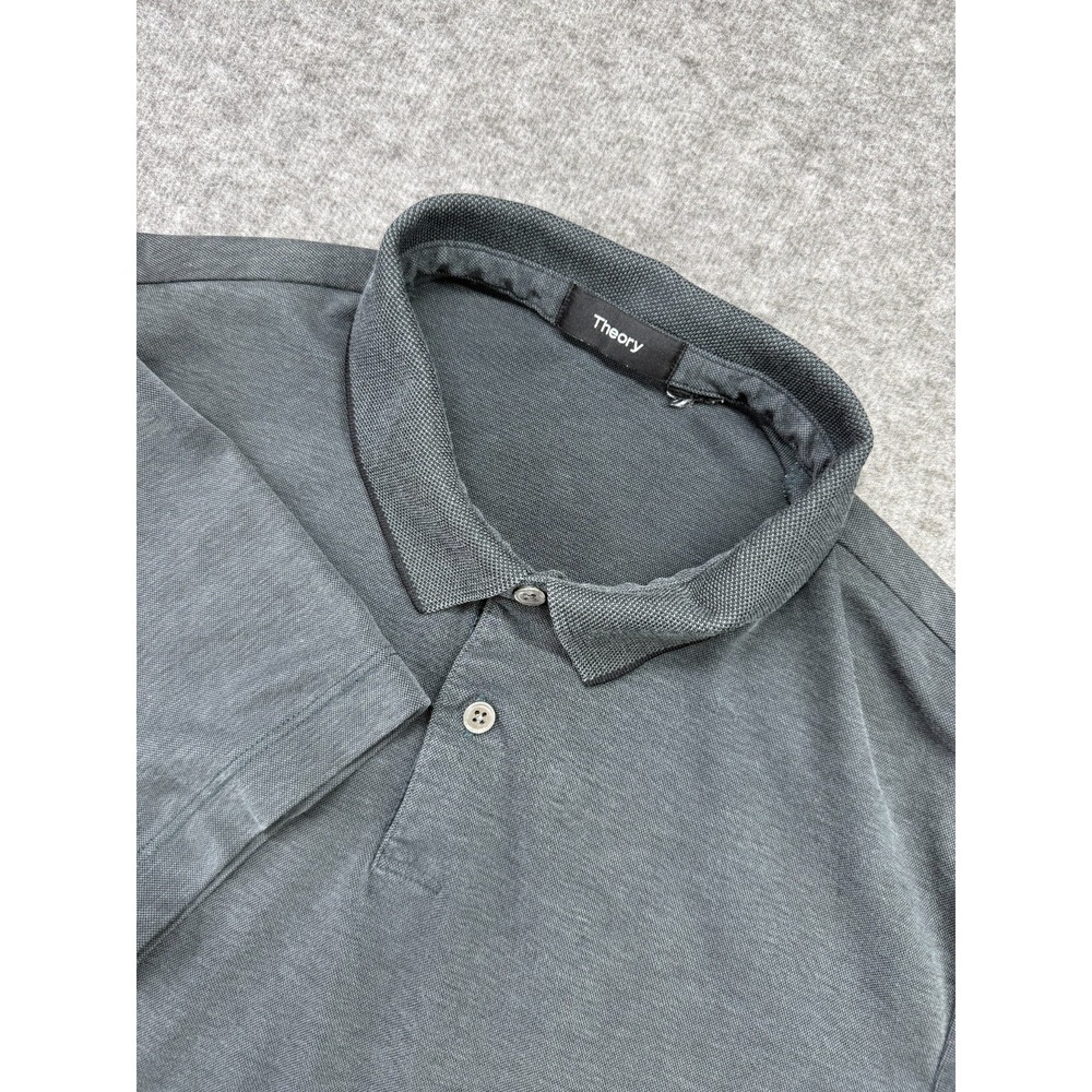THEORY Mens Gray Short Sleeve Polo Shirt Medium Casual Modern Minimalist‎